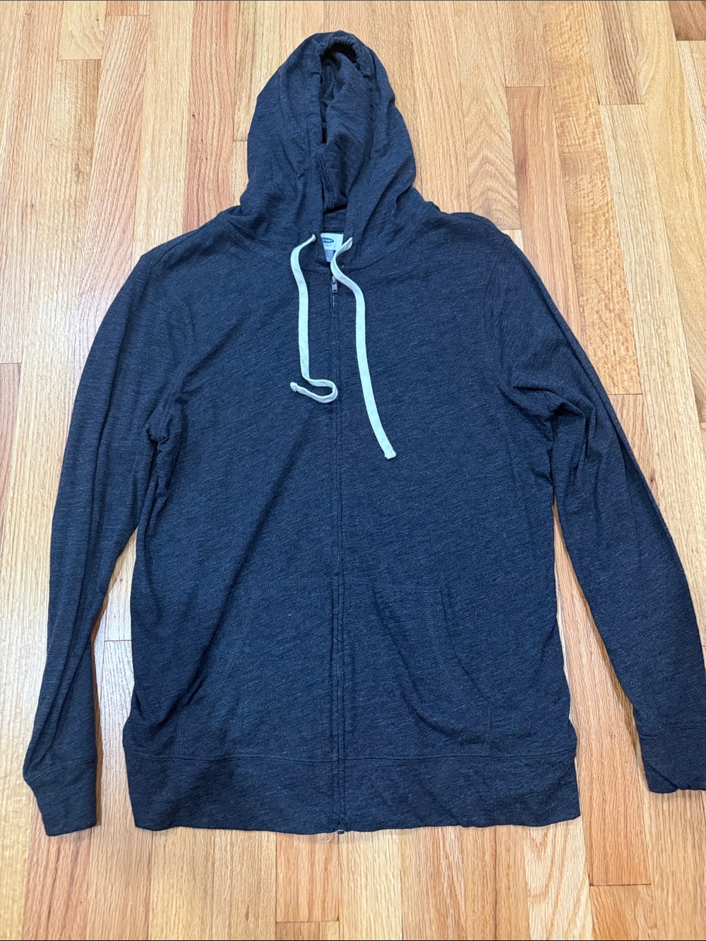 Charcoal Zip-Up Hoodie Sweater with Drawstring